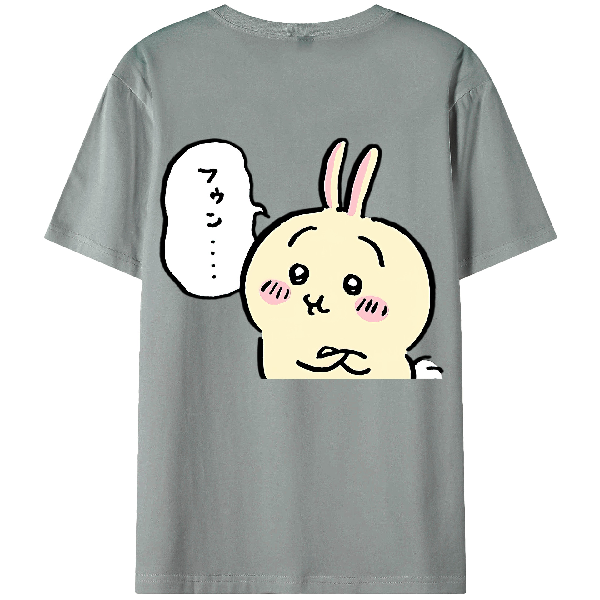 （画像用） ちいかわ うさぎ Chii-kawa usagi 綿100％ メンズ半袖Tシャツ（バックプリント） 通気性